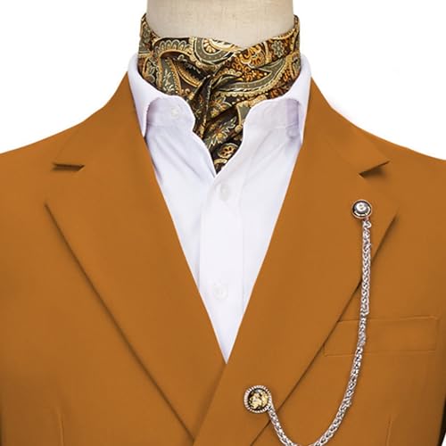 Image of Men's 2 Piece Suit with Metal Clasp Slim Fit Suit Stylish Business Pants Casual Wedding Grooms Tuxedo Suit