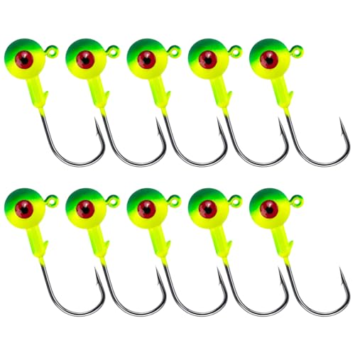 Alwonder 10-Pack Round Fishing Jig Heads, Bass Ball Jigs 3D