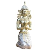Statue De Bouddha À Genoux Thaïlandais, Sculpture De Bouddha en Prière en Résine Décor À La Maison Zen (Argent)
