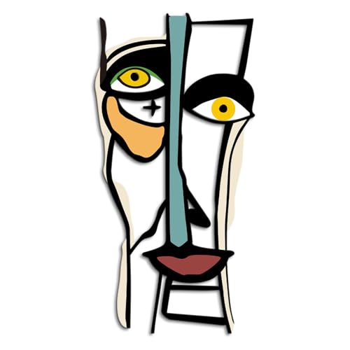 Kas Home modern abstract metal line face wall art