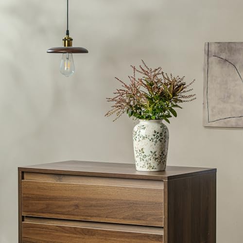 Image of Ceramic Flower Vase | Farmhouse Green Rustic Vase for Home Decor, Vintage Floral Pottery Tuscan Decorative Vase for Living Room & Kitchen, Mantel & Bookshelf, Centerpieces, Entryway, Wedding(7.8 Inch)