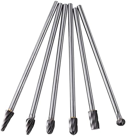 6pcs Tungsten Carbide Burr Set for Cylinder Head Porting Aluminum Port and Polish Kit Rotary Files with 6mm Shank 10mm Cutting Diameter