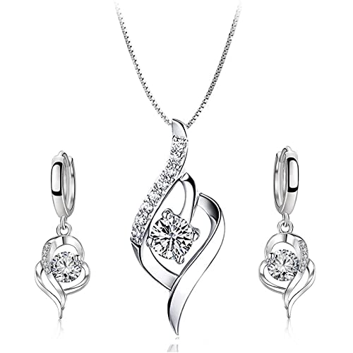 Catálogo para Comprar On-line Accesorios para Dama comprados en linea. 50 Collares de Mujer, Juego Collar Aretes de Mujer Plata de Ley 925 con para Regalo Cadena 45cm Longitud,Romántico Regalo de Mamá Esposa Boda Cumpleaños,Regalo de San...