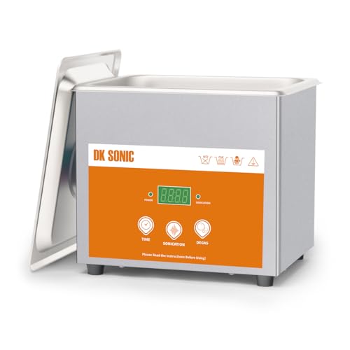 DK SONIC Limpiador ultrasónico, 1.5 L 60 W, acero inoxidable, limpiador ultrasónico de joyas, con cesta de limpieza, temporizador, limpiador digital Sonic Cleaner para la limpieza de joyas, gafas