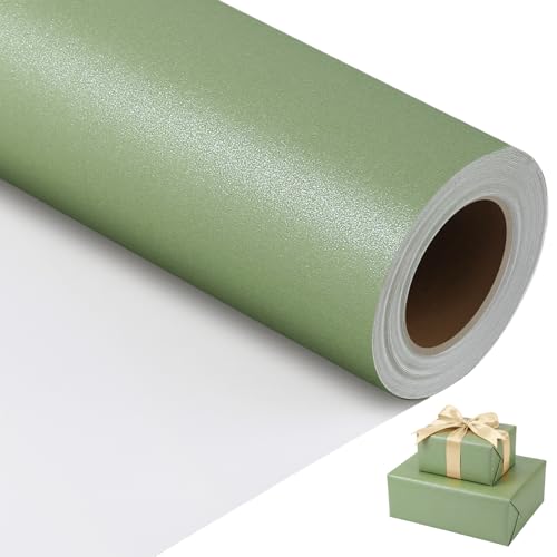woric 43cm x 12m Geschenkpapier Salbeigrün Rolle, Geschenkpapier...