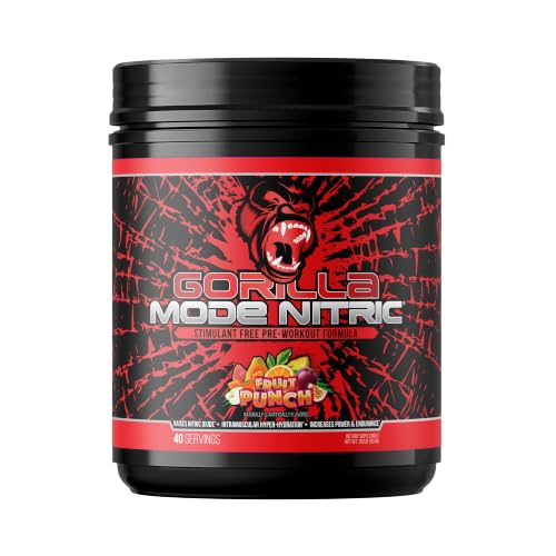 Image of Gorilla Mode Nitric Stimulant Free Pre-Workout - Best Tasting and Most Effective Stimulant Free Pre-Workout / Massive Pumps . Vasodilation . Power / 688 Grams (Fruit Punch)
