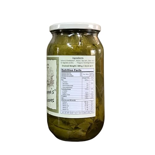 Marianna’s Bio Griechische Weinblätter – 400g Abtropfgewicht (ca. 120 Blätter) – Ideal für Gefüllte Weinblätter & Mediterrane Rezepte