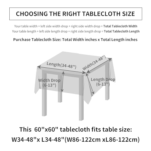 Karseteli Natural Linen Square Tablecloth, Slubby Textured Fall Lightweight Table Cloth 60 x 60 Inch, Water Resistant Stain Resistant Farmhouse Burlap Table Cover for Kitchen Dining Room, Khaki by Karseteli - Used condition - Image 5