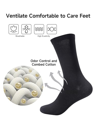 Men's Dress Socks Combed Cotton Anti Odor Quick Dry Moisture Wikcing Size 8-13 Crew Socks3