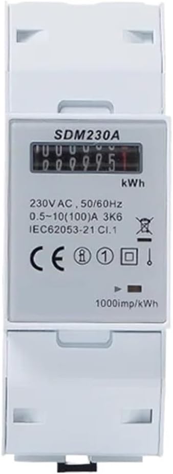 SDM230A Single Phase Energy Meter, Default 220/230V, Pulse Output, 2P kWh Meter,Power Meter, Watt Meter, 100A