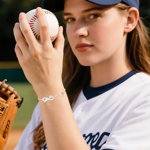 Image of Softball /Volleyball /Soccer /Basketball Bracelet for Girls Teen Women,14K Gold Plated Infinity Charm Link Bracelet Sports Accessories Jewelry Gifts for Lovers Players Team Coach