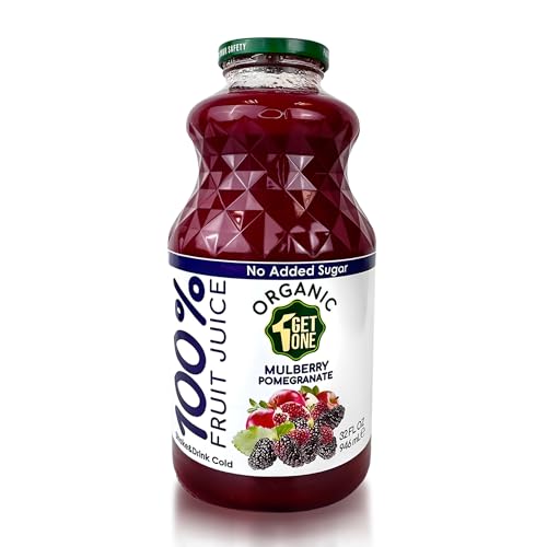 100% Organic Mulberry Pomegranate Juice - No Sugar Added, Non-GMO, No Preservatives, BPA-Free Glass Bottle, Halal, 32 Fl Oz (Pack of 1)