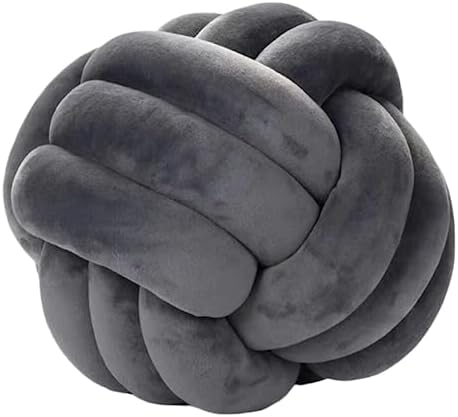 7UYUU Soft Knot Pillow Ball, Decorative Short Plush Knot Throw Pillow Large Round Bed Sofa Back Knot Velvet Pillow Cushion Small Knot Pillow for Baby (Dark Gray, Large 11 Inches)