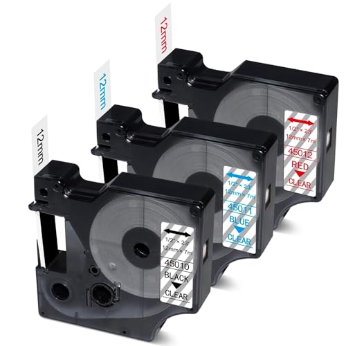 Replace for DYMO Clear Label Tape D1 45010 45011 45012 Label Maker Refills