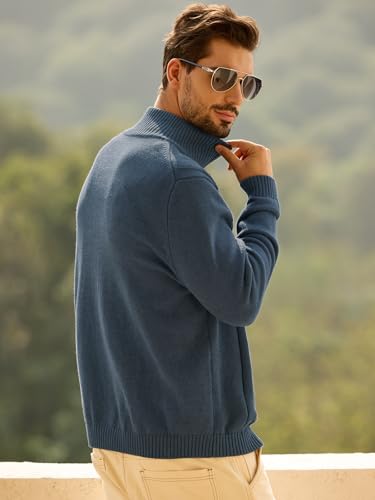 Pull homme à zip quart anti-froid col montant coton doux pour peau sensible - 4
