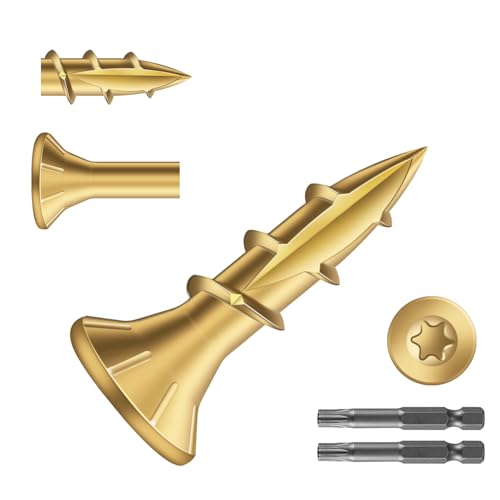 Image of #8 x 5 /8 inch Deck Screws (3185Pcs) 10lb. Exterior Wood Screws. Carbon Steel, Tan, Flat Head, Rust Resistant epoxy Coated, with T25 Star Bit