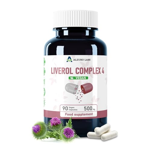 Alzuro Labs Liver Complex 500 mg - 90 Cápsulas Veganas | Cardo Mariano de Alta Dosis, Alcachofa, Chanca Piedra y Ortiga | Suplemento para una Función Hepática Saludable | Probado en Laboratorio