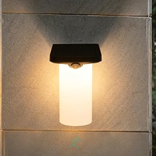 Applique murale solaire LED noire avec détecteur de mouvement extérieur étanche IP65 lumière chaude