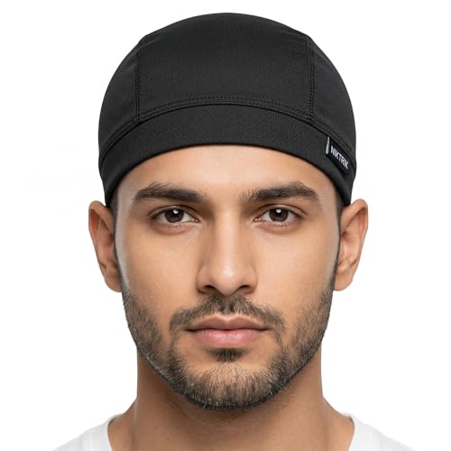Image of Unisex Helmet Skull Cap for Bikers & Cyclists, Polyester Head Cap, Hair Inner Helmet Cap for Men, Sweat Cooling Beanie Cap, Skull Mask for Summer, Bike Accessories