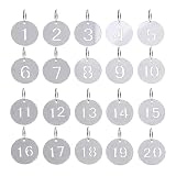 Qusmeiyici 1-20 Key Tags with Labels Stainless Steel Numbered Tags Key Ring Metal Tag Coat Check Tag Key ID Metal Number Identifiers Key Label 20 Numbered Keychains for Dormitory Keys House Lockers