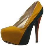 Qupid Women's High Heel Pump Heeled Stilettos Platform Closed Pointed-Toe Wedding Shoes Mid Heels Bridal Bridesmaid Ceremony Evening Prom Party Round Toe Stiletto Penelope-44x Mustard 7