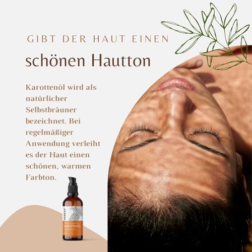 Karottenöl 100% Bio Kaltgepresst, Öl, 100ml | Sichtbare, schöne Bräune | Leicht zu verteilen | schützt vor schädlichen UV-Strahlen | stellt ihre Elastizität, Weichheit und Glätte wieder her