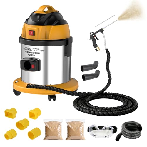 Walnut Blaster Kit for Carbon Cleaning with 2kg Walnut Sand Blaster Machine HTS558 Engine Intake Valve Cleaning Kit 1200W Automotive Engine Carbon Remover with 8.9Ft Sandblasting Hose 5 Adapters