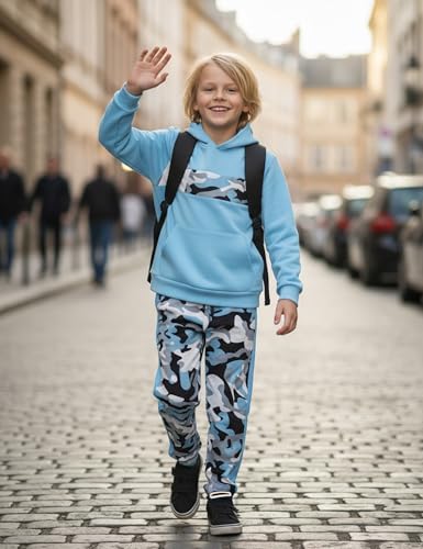 Image of Boys Clothes Boy Outfits 2-Piece Long Sleeve Hoodie and Camouflage Pants Boys Fall Winter Clothes for 6-16 Years