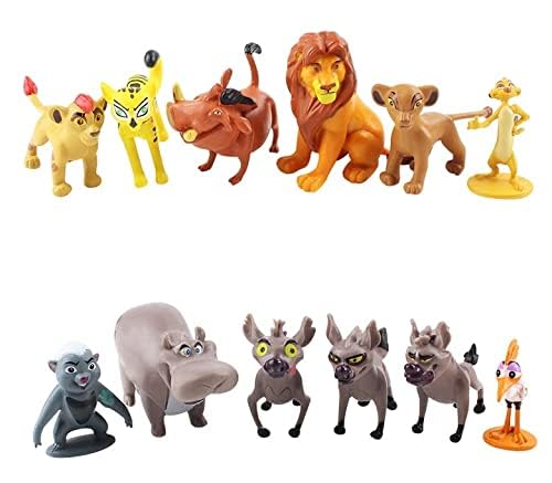 De-Lite Kidzel Simba The Lion Jungle King Pack of 12 Mini Figures Toys Cartoon Family Children Kids Set