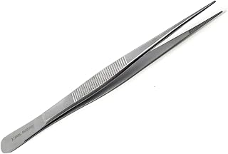Fine Precision Stainless Steel Lab Tweezers/Forceps with Medium Serrated Tips Comes in Non-Slip Ridged Handle Grip (6