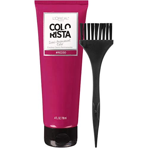 L'OREAL PARIS Red, 1 : Colorista Semi-Permanent Hair Colour for Brunette Hair, Red, 180g