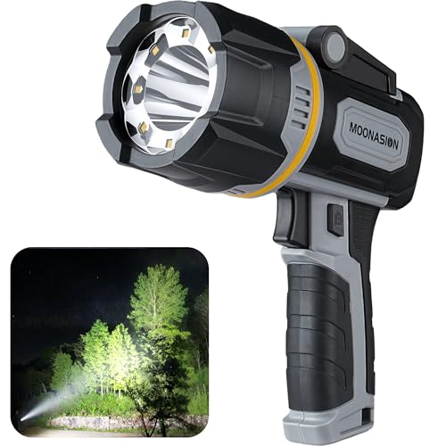 MOONASION Rechargeable Spotlight 100000 Lumen, Super Bright LED Spotlight Flashlight with COB Light...
