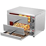 Mryitcal Pizza Oven Ovens Electric Countertop Home Commercial Pizza and Snack Oven Stainless Steel for 12-Inch Pizza Bread Pies Appetizers Quesadillas and Pastries (110V, 2100W)
