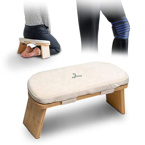 Foldable Meditation Bench – Bamboo Meditation Bench With Soft, Washable Cushion, Knee Straps, Travel Bag – Ergonomic Kneeling Bench For Meditation, Relaxation – Silent Folding, Easy Storage
