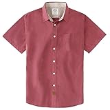 Dubinik® Camisas Manga Corta Hombre Algodón A Cuadros Camisas para Hombre Manga Corta Casual con Bolsillos Rojo azufaifo XL