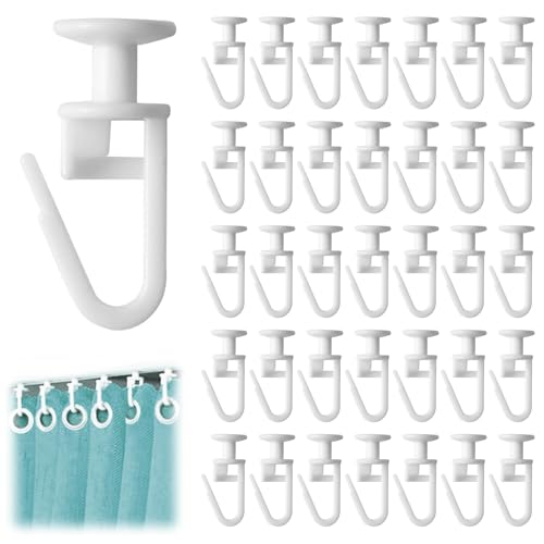 Plastic Sliding Curtain Hooks 100PCS Curtain Glider Hooks Shower Curtai/n Hook/s White Curtai/n Track Glider Hook/s Curta/in Hook 11 mm Curta/in Rail Hoo/ks for Window Door Shower Curt/ain