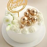 Efavormart Happy Birthday | Real Feathers LED Cake Topper, Floral Wreath Cake Topper With Flashing Light for Garland Lovely Decoration with Led Light Birthday Party Supplies (Set Gold)