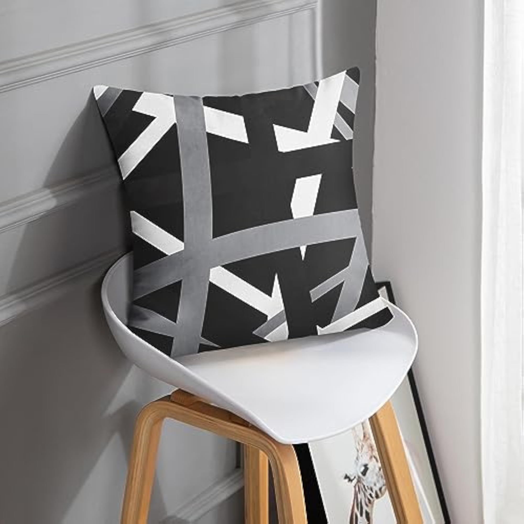 Gray Black Stripes Retro Decorative Pillow Case
