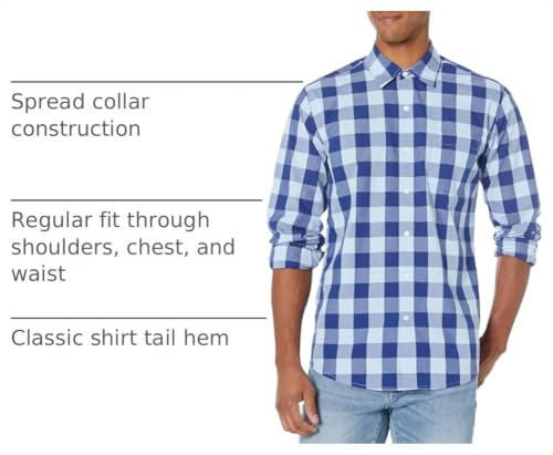 Image of Amazon Essentials Men's Regular-Fit Long-Sleeve Casual Poplin Shirt, Button Front, Business Casual, Collared