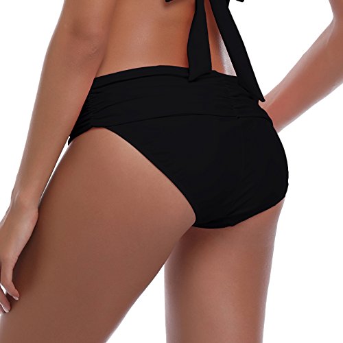 image for SHEKINI Women's Swimsuit Hipster Bikini Bottoms Full Coverage Ruched H