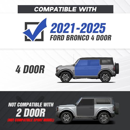 EYOUHZ Running Boards Side Steps Compatible with 2021-2025 Ford Bronco 4 Doors (Not for Sport Model), Two Stairs Design Side Steps Heavy-Duty Steel Nerf Bars Bolt-on Step Plates Rock Sliders Rail