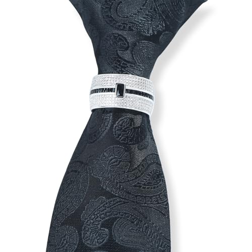 Sparkling Crystal Men's Neck Tie Ring Tie Clasp Necktie Clips Holder Tie Accessories with Box for Wedding Jewelry Gift2
