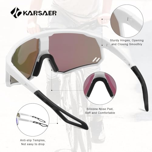 Karsaer Store Karsaer Polarized Cycling Glasses, Multicolor, Large - Image 5