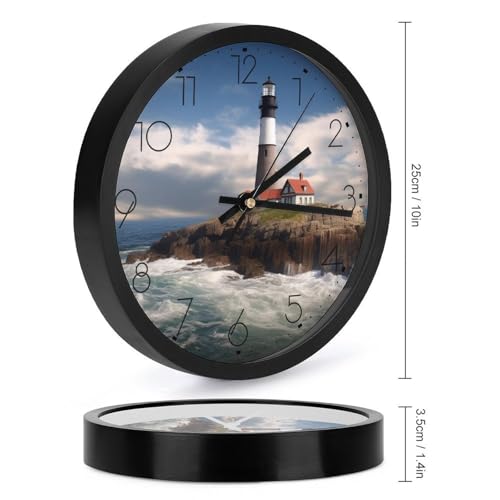 Horloge murale phare de mer moderne ronde décorative à piles salon - 3