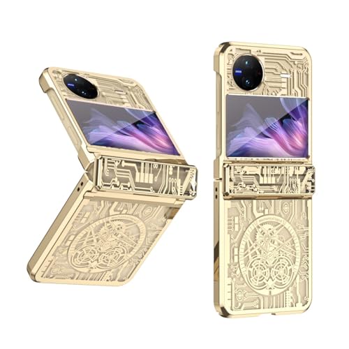 Coque Vivo X Flip dorée avec charnière et protection d'objectif en PC galvanisé élégant