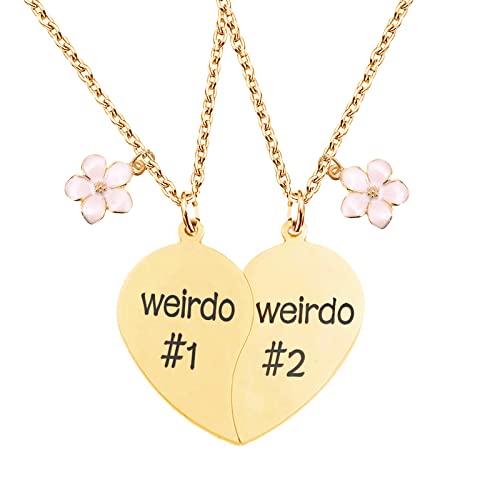 MJartoria Best Friend Necklaces BFF Necklace for 2 Friendship Valentines Gifts Matching Heart Pendant Necklace Best Friends Forever (Silver, B-Flower)