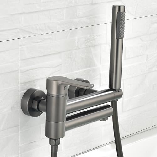 Robinet mural en laiton brossé doré avec mitigeur de baignoire ergonomique