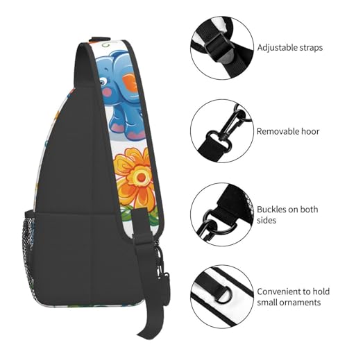 Mochila cruzada unisex estilo Cartoon Elephant Flower miniatura 5