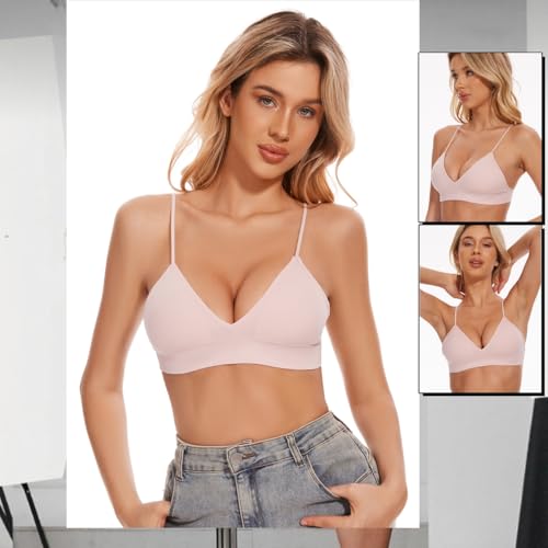 Image of Seamless Bra for Women Low Back Bralette Wirefree Spaghetti Bra with Padded Removeable