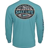 Salt Life Atlas Badge Long Sleeve Classic Fit Shirt, Sea Green, Large